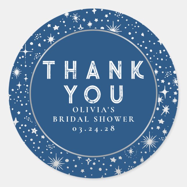 Starry Night Sky Celestial Thank You Classic Round Sticker (Front)