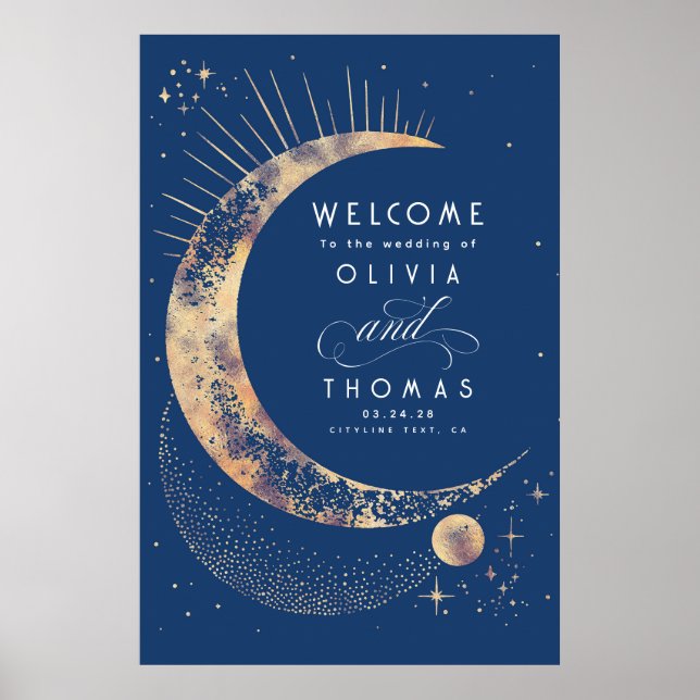 Starry Night Sky Celestial Wedding Welcome Sign (Front)