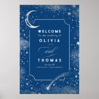 Starry Night Sky Celestial Wedding Welcome Sign