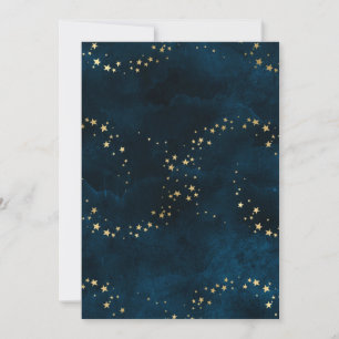 Starry Night Sky Dark Blue Golden Stars Spiral Invitation