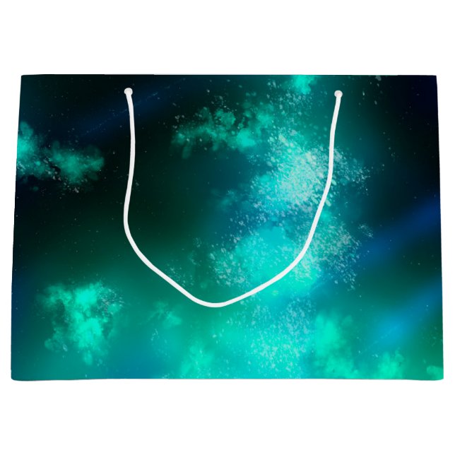 Starry Night Sky  Emerald Green Birthday Gift Bag  (Front)