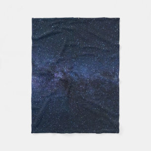 Starry Night Sky Galaxy Space Cosmic Dark Blue Fleece Blanket