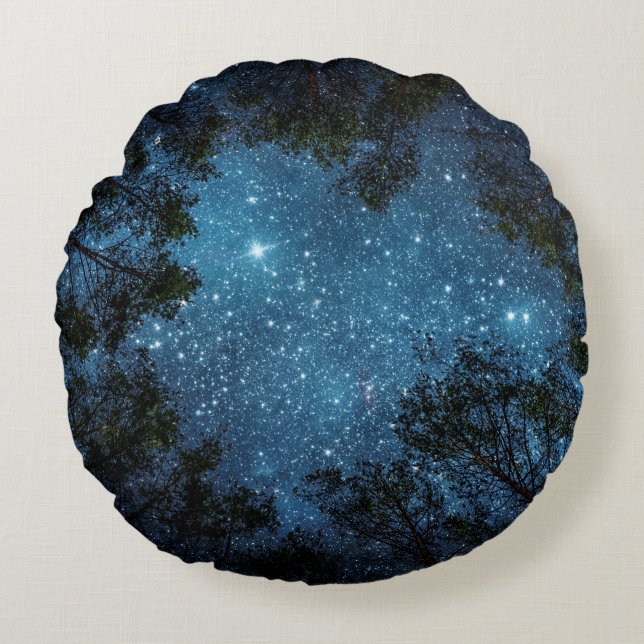 Starry night sky, Milky Way. Round Pillow (Front)