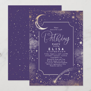 Starry Night Sky Moon Mystical Celestial Birthday Invitation