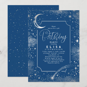 Starry Night Sky Moon Mystical Celestial Birthday Invitation