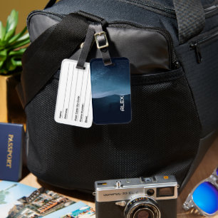 Starry Night Sky Over Mountain Range Luggage Tag