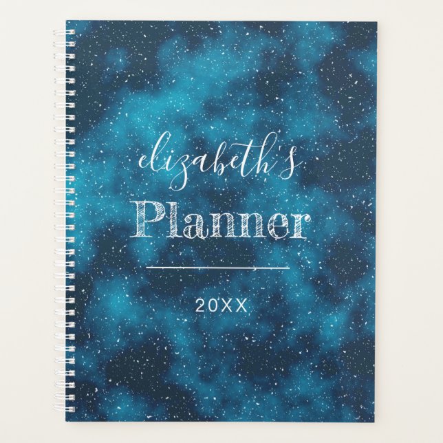 Starry Night Sky Personalized Blue 2024 Planner (Front)