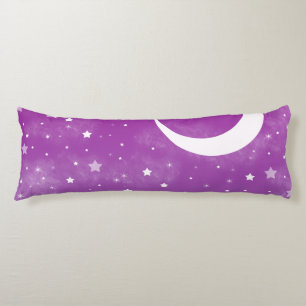 Starry Night Sky Purple Moon and Stars Body Pillow