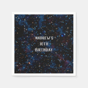 Starry night sky with planets napkin