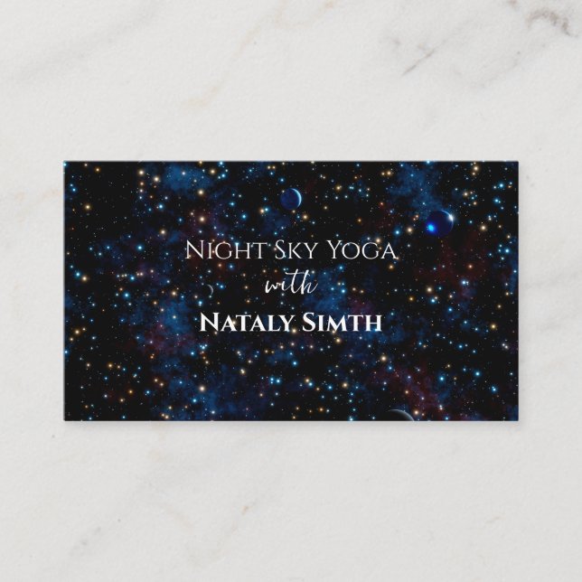Starry night sky with stars and planets business card (Front)