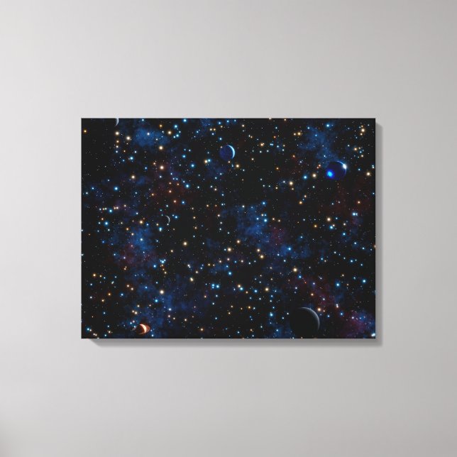 Starry night sky with stars and planets canvas print (Front)