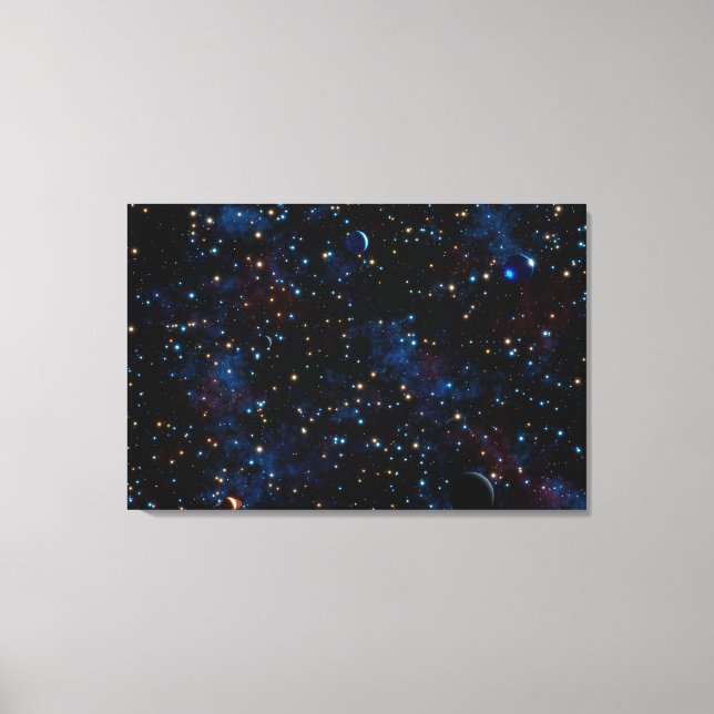 Starry night sky with stars and planets canvas print (Front)