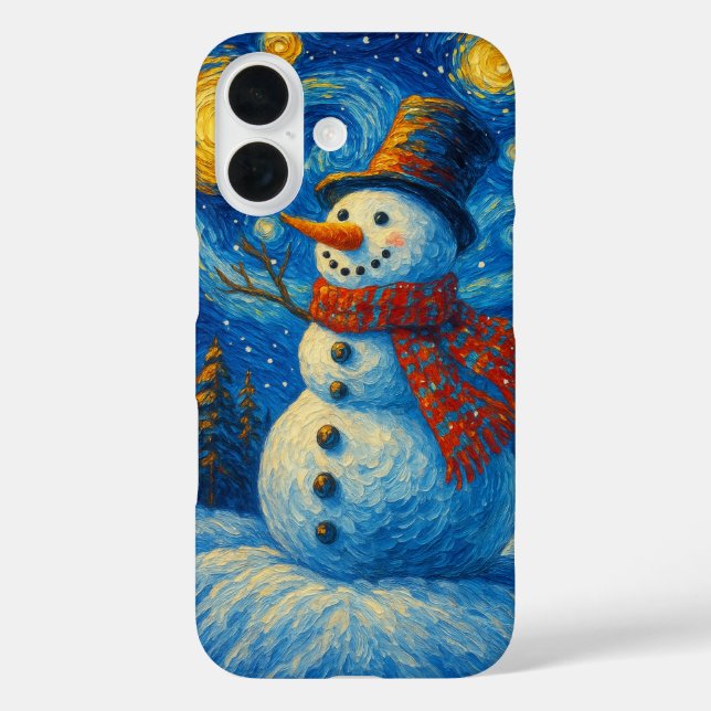Starry Night Snowman Christmas Card  Case-Mate iPhone Case (Back)