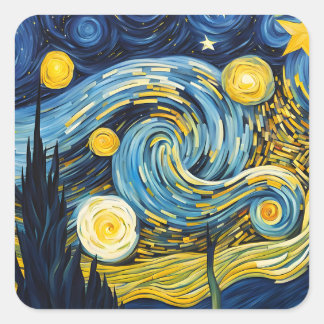 Starry Night Square Sticker
