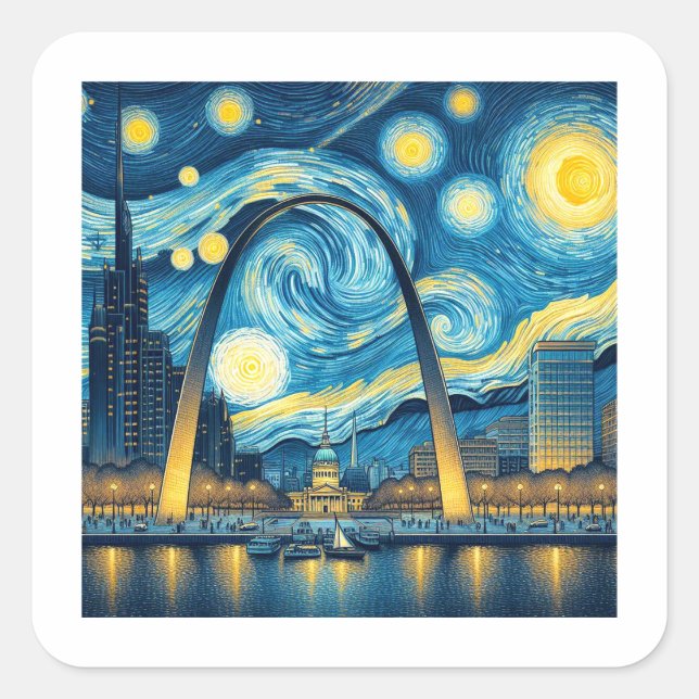 Starry Night St. Louis Missouri Square Sticker (Front)