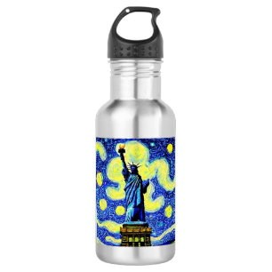 Starry Night Statue Of Liberty New York 532 Ml Water Bottle