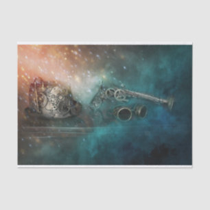 Starry Night Steampunk Gears and Metal Fantasy Tissue Paper