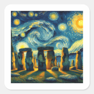 Starry Night Stonehenge Square Sticker