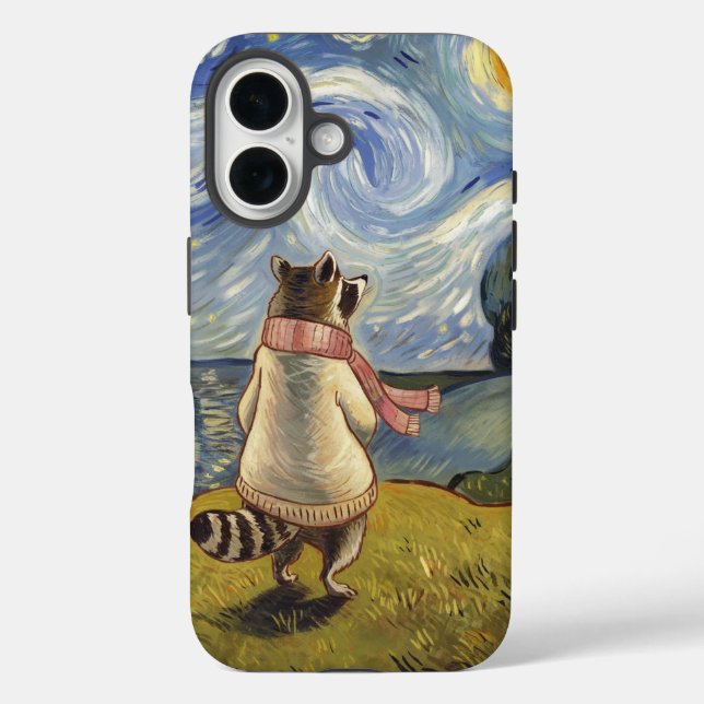 Starry Night Stroll  – Cozy Raccoon Art Case-Mate iPhone Case (Back)