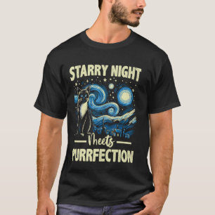 Starry Night Style Artistic Painting Siamese Funny T-Shirt
