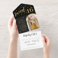 Starry Night Sweet 16 Black & Gold