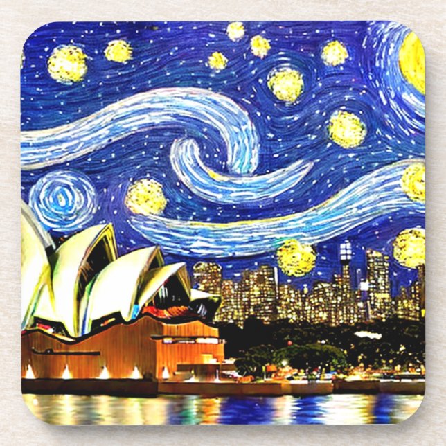Starry Night Sydney Australia Opera House Coaster (Front)