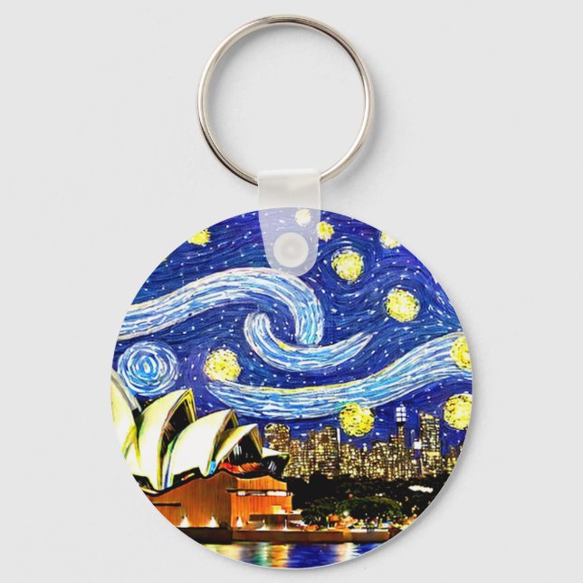 Starry Night Sydney Australia Opera House Keychain (Back)