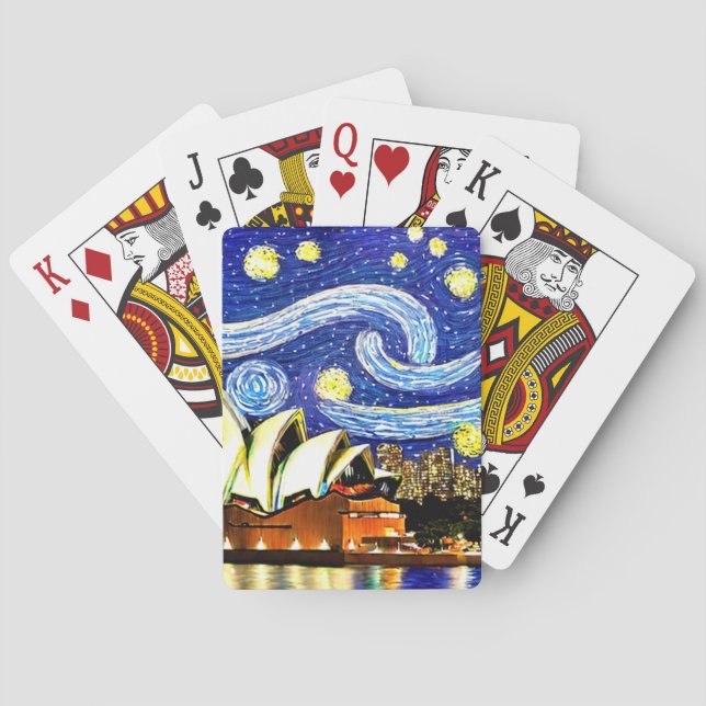 Starry Night Sydney Australia Opera House Playing Cards (Back)