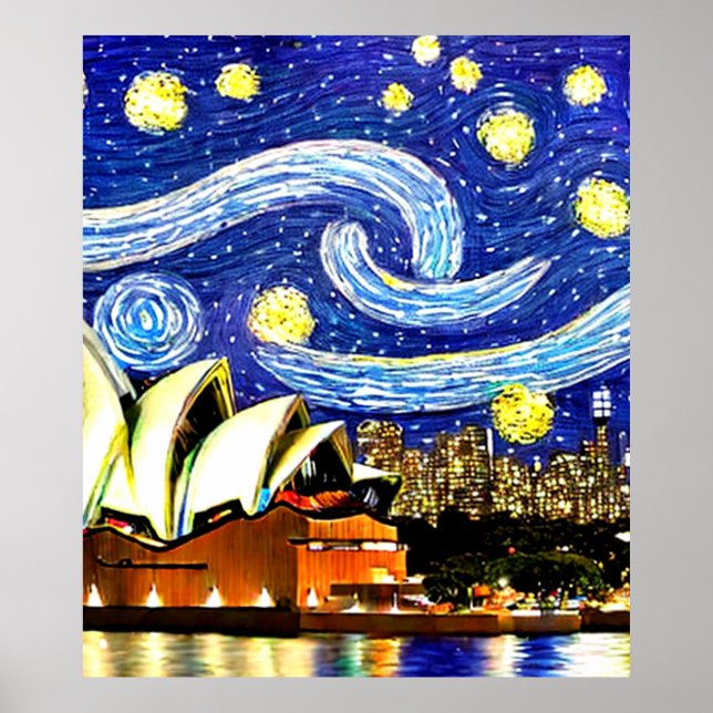 Starry Night Sydney Australia Opera House Poster (Front)