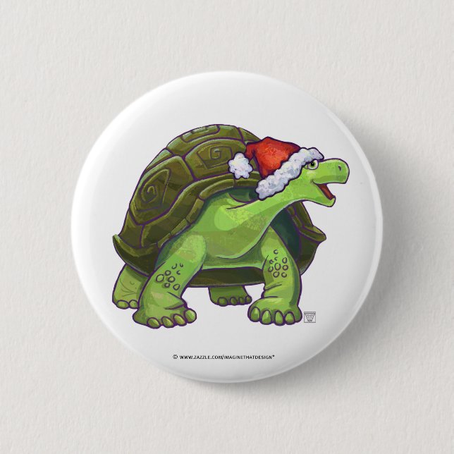 Starry Night Tortoise Christmas 2 Inch Round Button (Front)