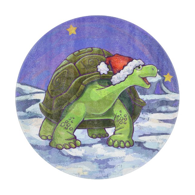 Starry Night Tortoise Christmas Cutting Board (Front)