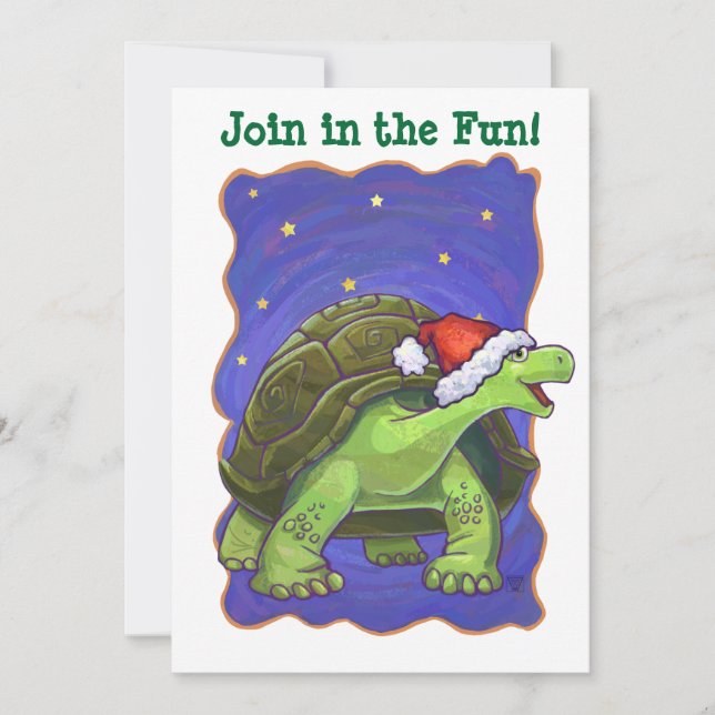 Starry Night Tortoise Christmas Invitation (Front)