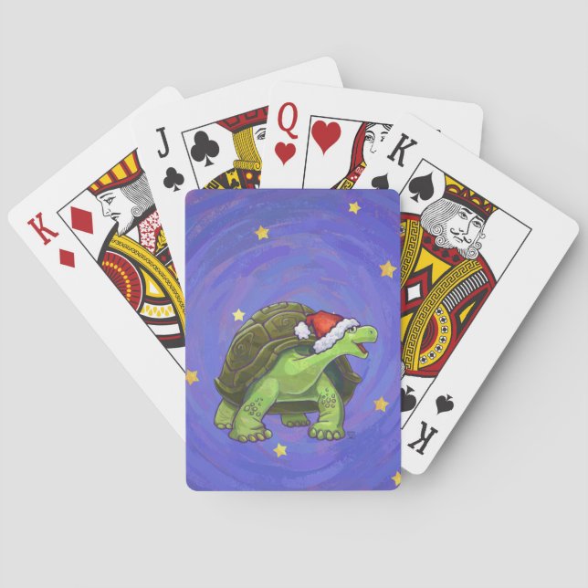 Starry Night Tortoise Christmas Playing Cards (Back)