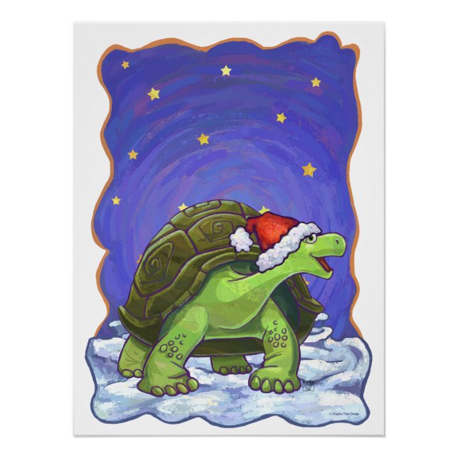 Starry Night Tortoise Christmas Poster (Front)