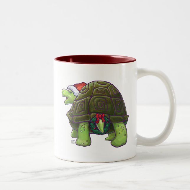 Starry Night Tortoise Christmas Two-Tone Coffee Mug (Right)