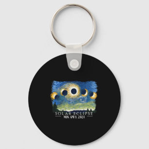 Starry Night Total Solar Eclipse 2024 American Tot Keychain