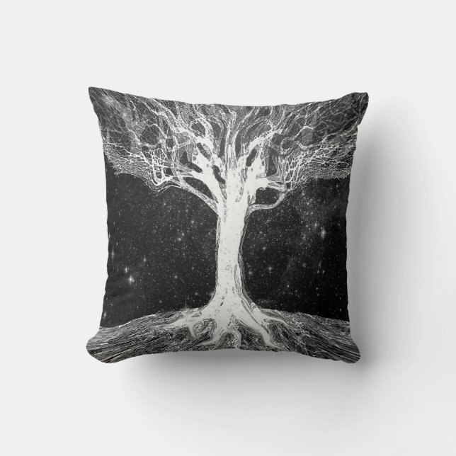 Starry Night Tree of Life Throw Pillow (Front)