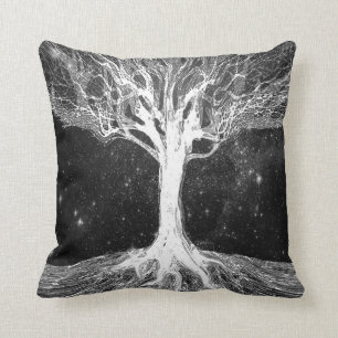 Starry Night Tree of Life Throw Pillow