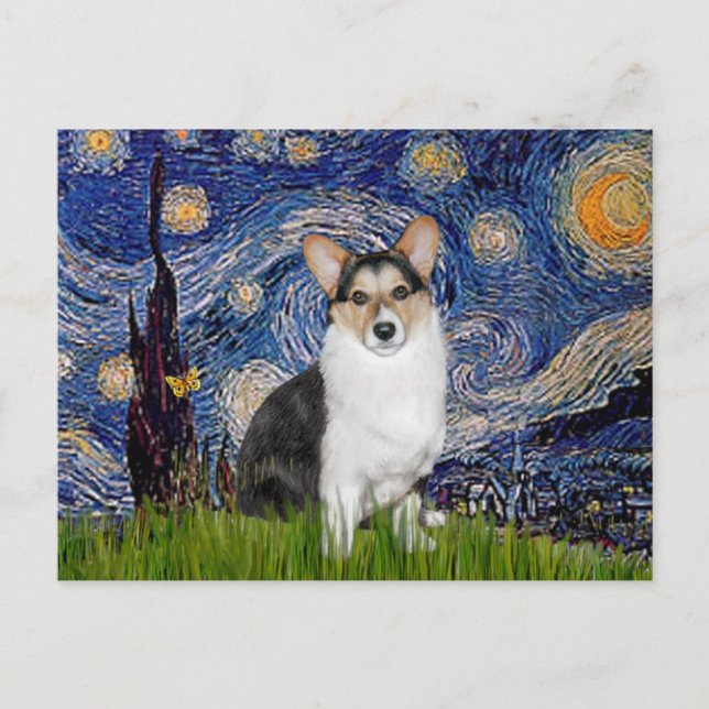 Starry Night - Tri Colour Welsh Corgi 10 Postcard (Front)