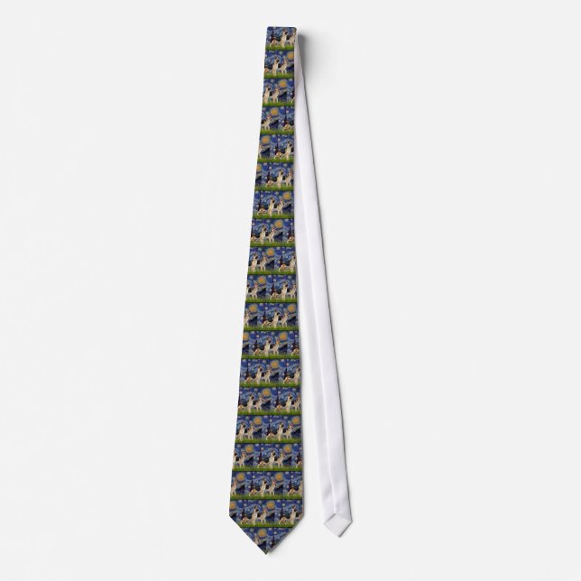 Starry Night - Two German Shepherds Tie (Front)