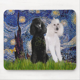 Starry Night - Two Standard Poodles Mouse Pad