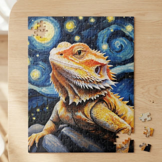 Starry Night Van Gogh Bearded Dragon Art Jigsaw Puzzle