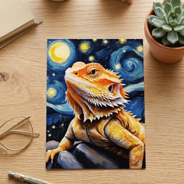 Starry Night Van Gogh Bearded Dragon Art Postcard (Creator Uploaded)