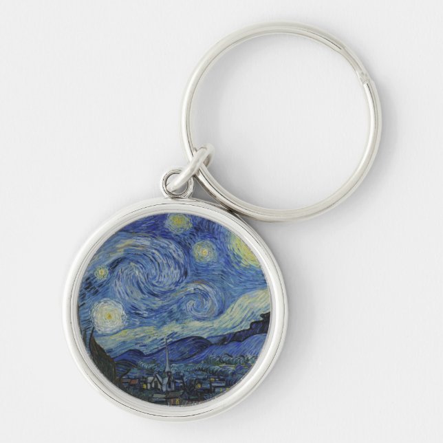 Starry Night & Van Gogh /famous vintage art Keychain (Front)
