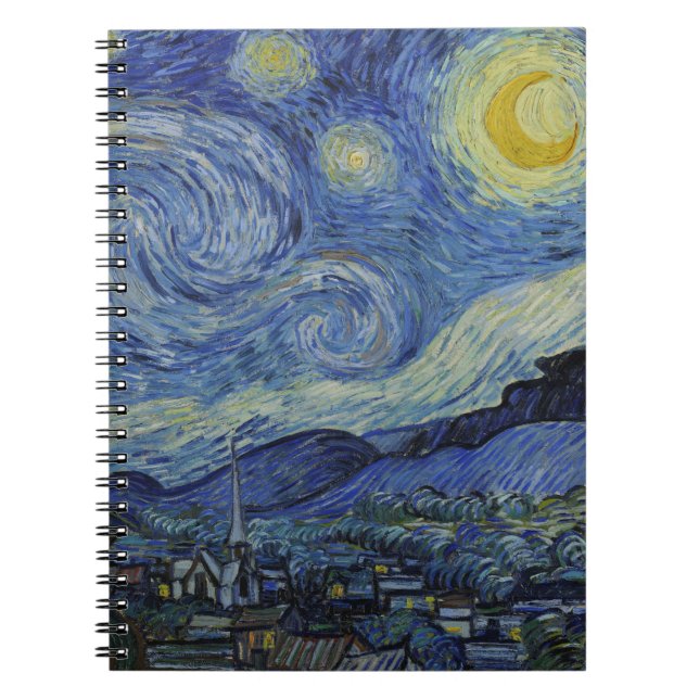 Starry Night & Van Gogh /famous vintage art Notebook (Front)