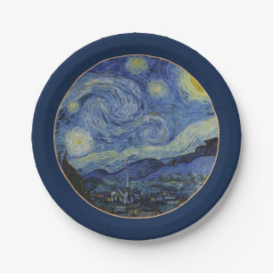 Starry Night & Van Gogh /famous vintage art Paper Plate