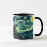 Starry Night Van Gogh Fractal art Mug<br><div class="desc">For more like this, visit About this design: The Starry Night is a painting by Dutch artist Vincent van Gogh, and depicts the view outside his sanitorium room window at night. Reportedly it was painted from memory during the day. Starry Night is typically considered Van Gogh's greatest and most recognizable...</div>