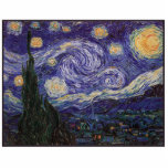 Starry Night, Van Gogh French Town Saint Remy Photo Sculpture Magnet<br><div class="desc">A French town "Saint Remy" is ablaze with the luminescence of stars on a blue Starry Night.  Starlight over town with clouds,  stars and bright yellow crescent moon at midnight. Vintage post impressionist painting by French painter Vincent Van Gogh.</div>