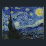 Starry Night, Van Gogh French Town Saint Remy Poster<br><div class="desc">A French town "Saint Remy" is ablaze with the luminescence of stars on a blue Starry Night.  Starlight over town with clouds,  stars and bright yellow crescent moon at midnight. Vintage post impressionist painting by French painter Vincent Van Gogh.</div>