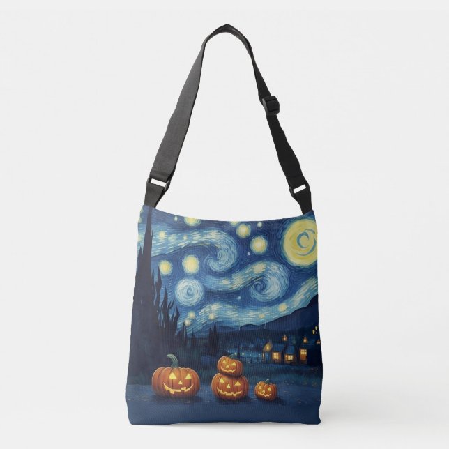 Starry Night Van Gogh Halloween Crossbody Bag (Front)